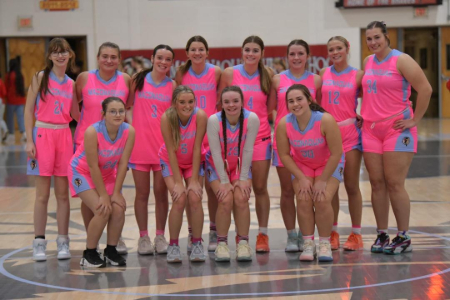 Pretty in Pink: The Maconaquah girls' basketball team wore pink uniforms in its